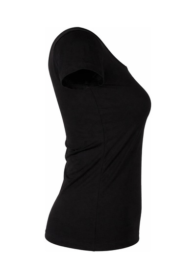 Trender Derin Yaka Siyah Kadın T-shirt 2603-04