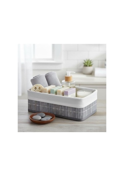 Çok Amaçlı Bambu Detaylı Saklama Kutusu - 25x15x8 Cm Açık Bej