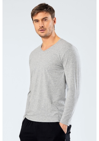 Cacharel Erkek V Yaka Uzun Kollu T-shirt 1334/gri