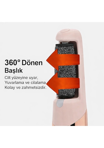 Şarjlı Elektrikli Topuk Törpüsü 360 Dönen Başlık Led Işıklı Profesyonel Nasır Ve Çatlak Giderici