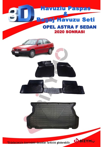 Opel Astra F Sedan 1991-1998 3D Havuzlu Paspas ve Bagaj Seti Bizy Siyah