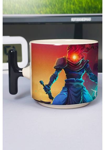 Dead Cells Baskılı Seramik Lüks Kupa 1 Adet T Şeklinde Özel Siyah Kulp Dalga Kulp V5t Çok Renkli