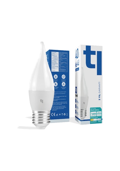 Redeem C37A E27 Mum Ampul, Titreşimsiz, Göz Konforu, 528 Lümen, Beyazı, 5000 Kelvin