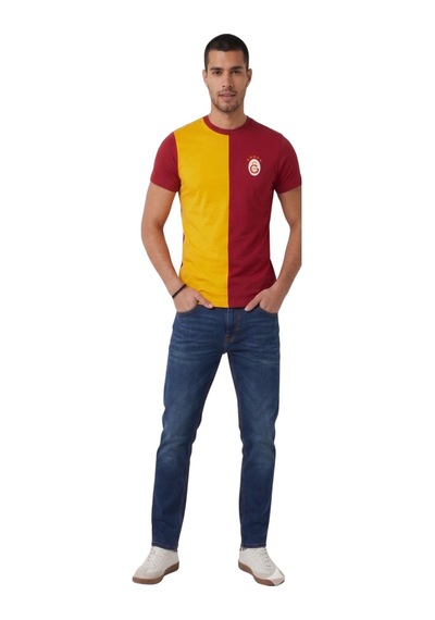 Gsstore Galatasaray Parçalı 5 Yıldız Yetişkin T-shirt Kırmızı - Sarı