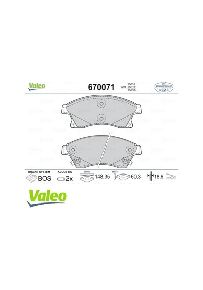 Valeo Ön Balata 15 Inc Astra J 1.3 Cdtı-1.4-1.4 Turbo-1.6 1.7 Cdti 2.0cdti 10 Aveo 11 Cruze 11 9001047 95530019 1605169 1605261 13412272