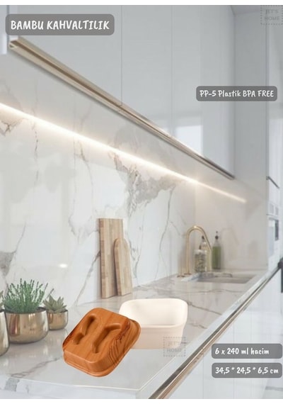 6 Lı Bambu Renk Kahvaltılık Seti Tepsili Kahvaltı Tepsisi Bpa Free Ahşap