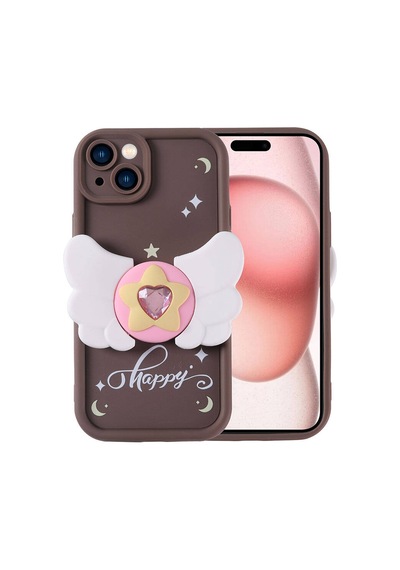 Subutu Apple Uyumlu iPhone 15 Kılıf Kamera Korumalı Figür Tasarımlı Sbt Kapya Kapak-koyu Kahve Koyu Kahve