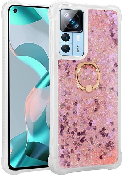Xiaomi Uyumlu Mi 12t Pro Kılıf Zore Simli Sıvılı Yüzüklü Milce Kapak