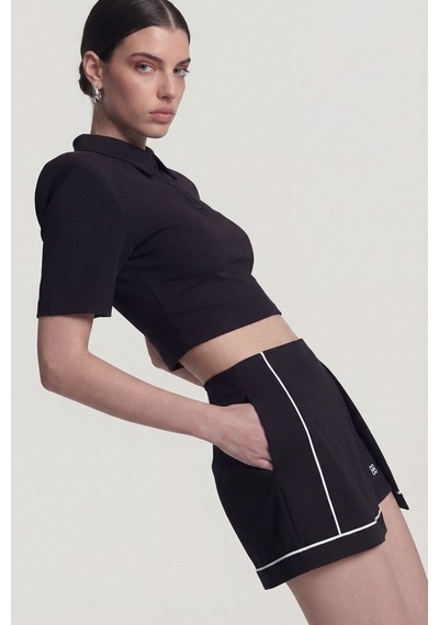 Holly Lolly Vatkalı Polo Yaka Carolyn T-shirt Siyah