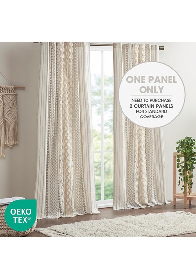 Imani%100 Pamuk Tek Panel Perde Püsküllü Şönil Çizgili Geometrik Baskı Yüzyıl Ortası Görünümlü Çubuk Cep Üstü Oturma Odası İçin, Yatak Odası İçin Gizlilik Pencere Uygulaması, 127 Cm X 213 Cm Imani%100 Pamuk Tek Panel Perde Püsküllü Şönil Çizgili Geometrik Baskı Yüzyıl Ortası Görünümlü Çubuk Cep Üstü Oturma Odası İçin, Yatak Odası İçin Gizlilik Pencere Uygulaması, 127 Cm X 213 Cm