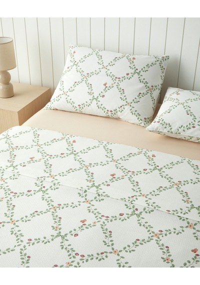 English Home Tender Vines Baskılı Pamuklu Çift Kişilik Pike Takımı 200x220 Cm Yeşil