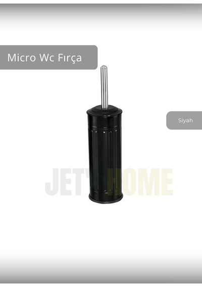 Jet's Home Paslanmaz Tuvalet Fırçası Mikro Wc Klozet Fırçası Siyah Siyah