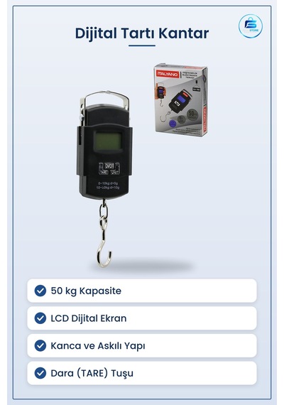 Dijital Tartı Kantar 50 Kg Taşınabilir Askılı Elektronik Bagaj Te