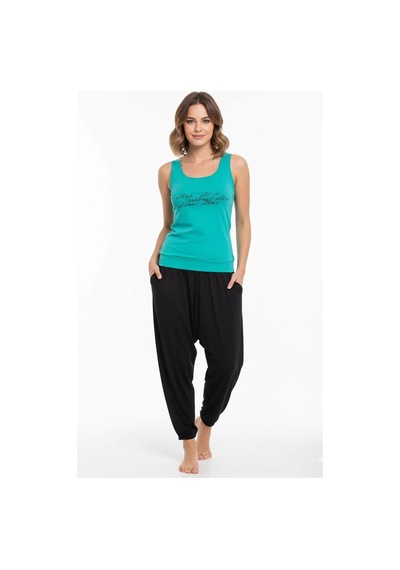 İkikareshop Bayan Yazlık Poly Şalvarlı Pijama 21519 Çok Renkli