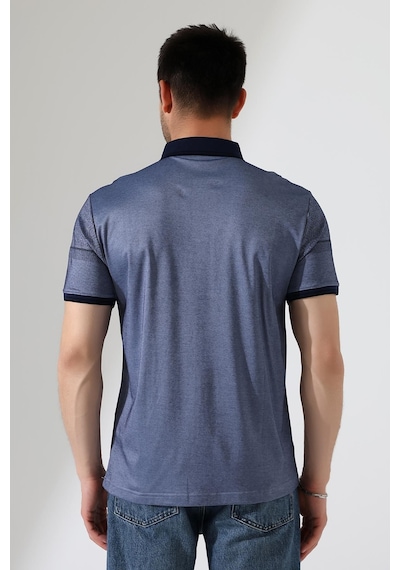Rıbana Classıc Fermuar Detaylı Desenli Pamuklu Polo Yaka T-shirt Füme