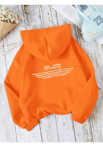 Startmore Turuncu Unisex Erkek/kadın Unique Renkli Özel Baskılı Pamuklu Oversize Kapüşonlu
