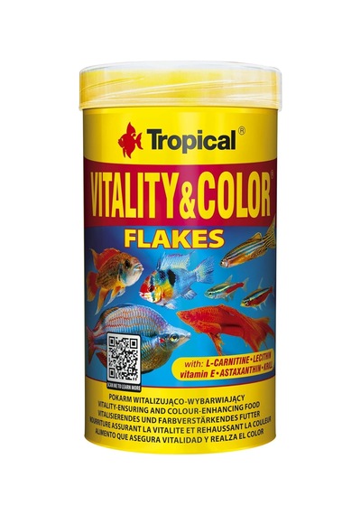 Vitality Color Flakes Tropikal Balıklar İçin Renklendirici Pul Balık Yemi 250 Ml 60gr