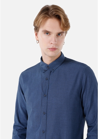 Colin's Colins Slim Fit Shirt Neck Düz Erkek Lacivert Uzun Kol Gömlek Cl1048576 Q1.v1 Nav Lacivert