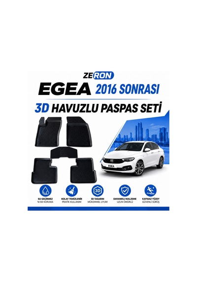 Zeron Fiat Egea 2019 Ve Sonrası 3d Havuzlu Paspas Seti Su Geçirmez Kaymaz 5 Parça