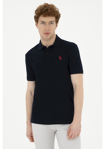 U.S. Polo Assn. Erkek Slim Fit Polo Yaka Koyu Lacivert Basic Tişört 50279573-VR100