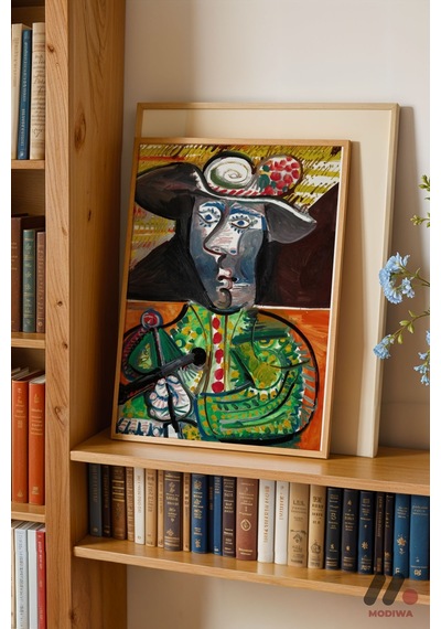 Picasso Kübist Kompozisyon, Ahşap Çerçeveli Duvar Tablosu - Sanatsever Hediyesi