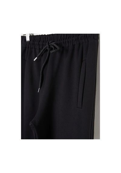Erdem Kıds Unisex Kız Erkek Çocuk Beli Paçası Lastikli Fermuar Cepli Okul İki İplik Eşofman Altı Pantolon Siyah Siyah