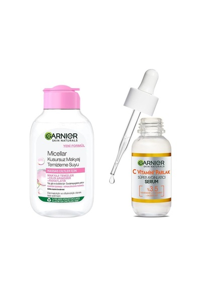 Tr Skin Naturals Micellar Kusursuz Makyaj Temizleme Suyu 100 Ml & C Vitamini Parlak Süper Aydınlatıcı Serum 30 Ml