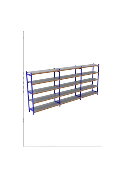 6 Katlı 3'lü Depo Rafı - 300-350 Kg Taşıma Kapasiteli Hafif Rack Raf 40x150x200 Cm Gri