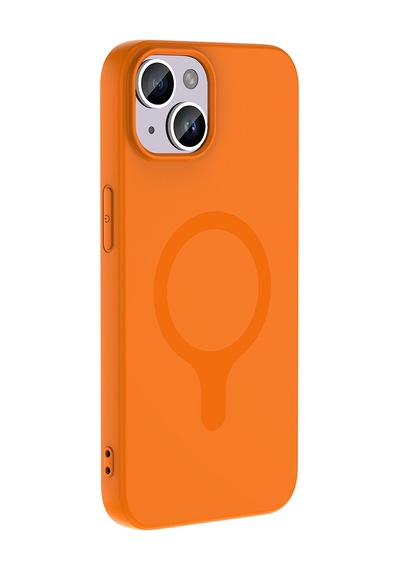 Maks Technology iPhone Uyumlu 13 Kılıf M-safe Şarj Özellikli Mkst Aris Silikon Kapak - Turuncu