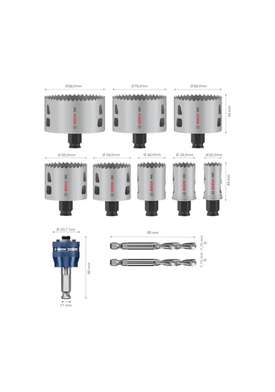 11 X Pro Multi Material Power Change Plus Delik Açma Testeresi Seti, Şeffaf Kılıf Yumuşak Ahşap, Alçıpan Duvar
