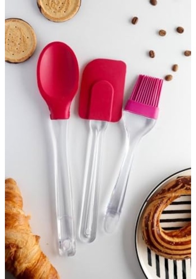 Vıalex Kırmızı Silikon 2 Parça Spatula Kaşık Seti Genel