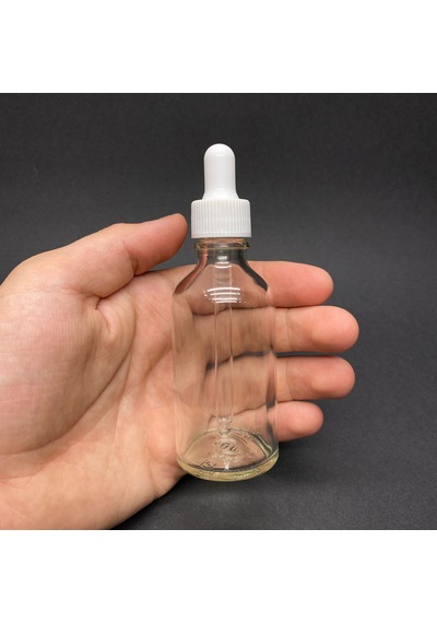 50ml Beyaz Plastik Kapaklı Şeffaf Cam Damlalıklı Şişe , 50 Cc Sa