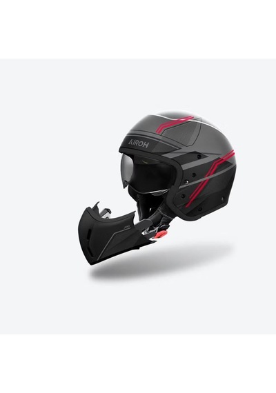 Airoh J 110 Slim Motosiklet Kaskı Mat Gri - Kırmızı
