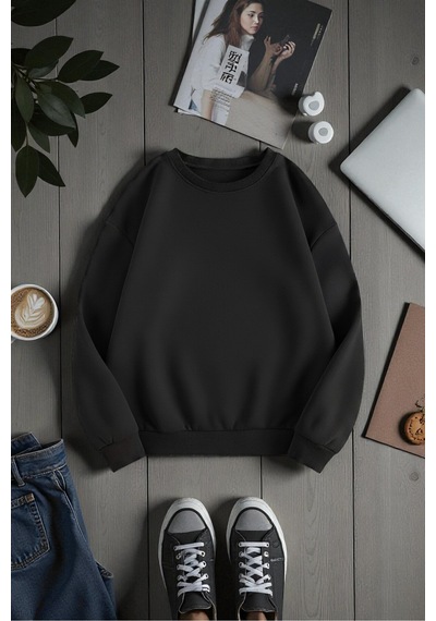 Uyguntarz Unisex Rome Itally Tasarım Baskılı Bisiklet Yaka Sweatshirt siyah