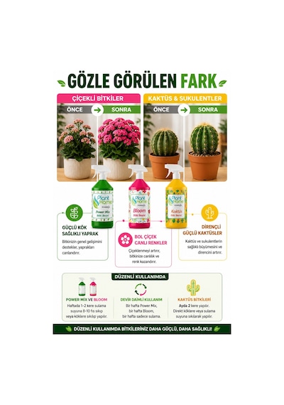 Bitki Besini Üçlü Set Power Mix Bloom Kaktüs 3x500 ml