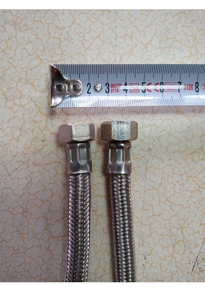 70 Cm Flex Paslanmaz Çelik Örgülü Bağlantı Hortumu 3/8 3/8 Rekorlu 25 Ad Gümüş