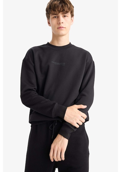 DeFacto Boxy Fit Bisiklet Yaka Baskılı Sweatshirt X8282AZ23AUBK81