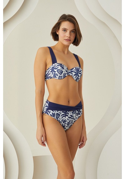 Loya Kadın Lacivert Yaprak Desen Destekli Tek Üst Bikini