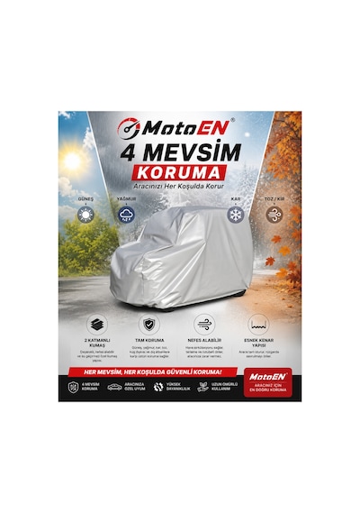 Yuki Hector 3 Kişilik Elektrikli Micro Araba Brandası Gri Oto Branda Su Geçirmez Dört Mevsim Uv İki Katmanlı Dış Ortam Örtü