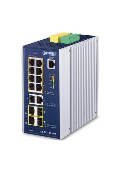 Planet PL-IGS-5225-8P2T4S 14 Port 8 Port 100T PoE 240W 2 Port 1000T 2 Port SFP Endüstriyel Switch