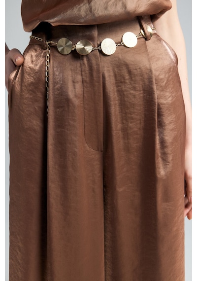 Sateen Aura Pantolon - Kahve-137307
