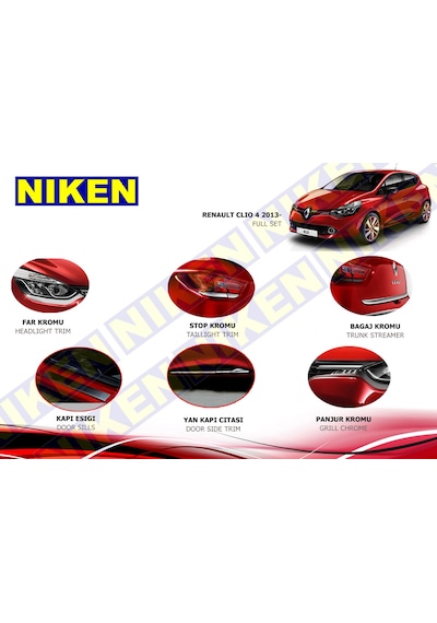 Renault Clio 4 Full Krom Seti Komple Nikelaj Kaplama 2013-2016