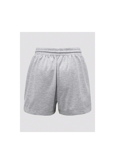 Tarzsokak Slogan Graphic Drawstring Waist Track Şort Gri