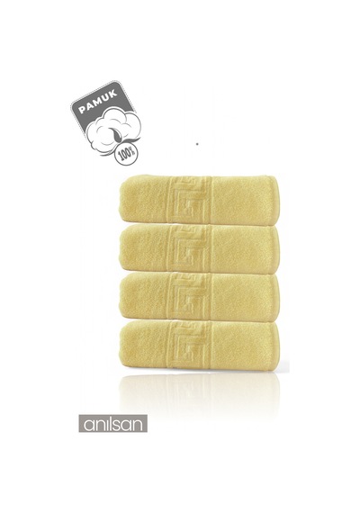 4'lü Greek Sarı Banyo Havlusu - 70x140 Cm, 490 Gr, %100pamuk, Spa Ve Otel Havlusu Sarı