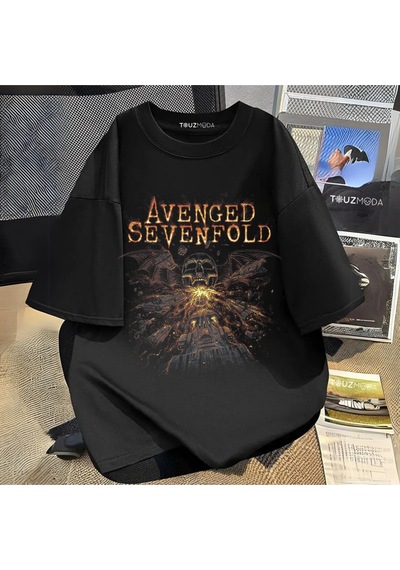 Startmore Rock Serisi Avenged Sevenfold Baskılı Unisex Oversize Siyah
