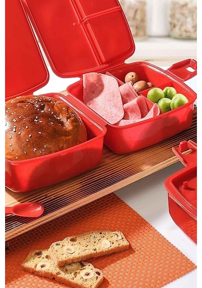 Lisanslı 4 Bölmeli Beslenme Kutusu Yemek Saklama Kabı - Beslenme Çantası Çocuk Piknik Seti Mama Kabı Speed Master