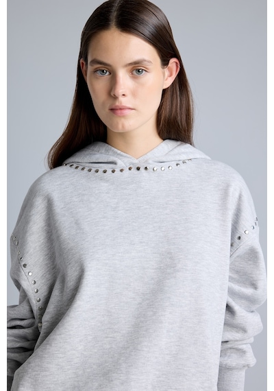 Defacto Boxy Fıt Kapüşonlu İşlemeli Kalın Sweatshirt I3345ax26wngr93 Gri-gr93