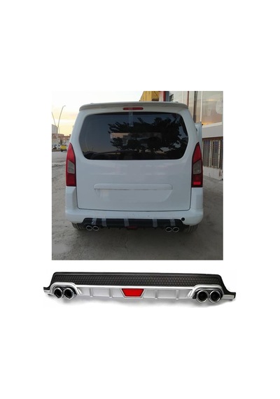 Peugeot Partner Uyumlu Body Kit Difüzör 4 Çıkış Yuvarlak Gri Model 1