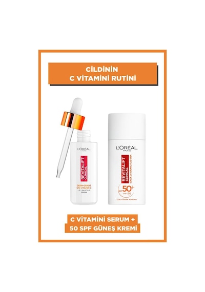 L'Oréal Paris Revitalift Clinical %12 Saf C Vitamini Aydınlatıcı Serum & Spf 50+ Uv Korumalı Yüz Güneş Kremi 50ml pktrvtlftcvtuvkrm-9510