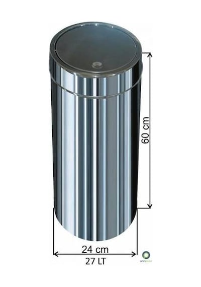 Paslanmaz Çöp Kovası Dokunmatik Döner Kapaklı 27 Litre
